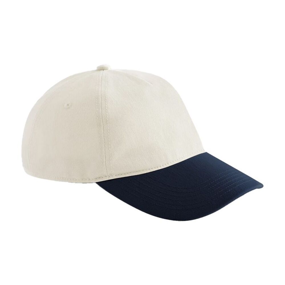 Beechfield Leisure Contrast Peak Baseball Cap / Natural/French Navy